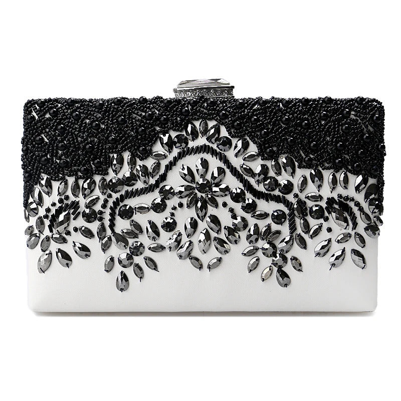 PU Beading One Side Pearl Embroidery Clutch Mssza