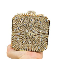 Dazzling Crystal Diamond Minaudiere Mini Metal Box Clutch Mssza