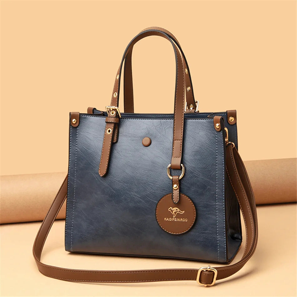 3 Layers Casual Vintage Designer Leather Hand Bag Mssza