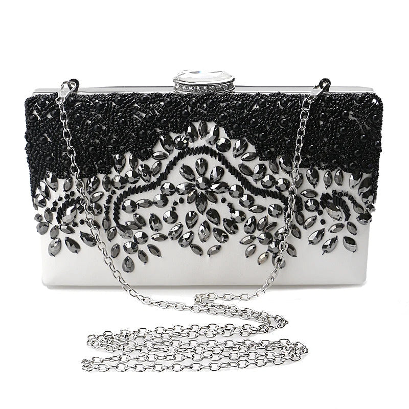 PU Beading One Side Pearl Embroidery Clutch Mssza