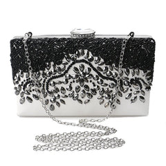PU Beading One Side Pearl Embroidery Clutch Mssza