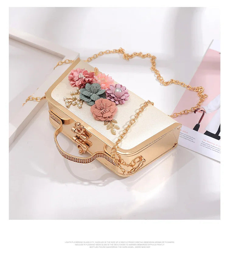 Pearl Flower Chain Party Packs High-end Leather Handbag Mssza