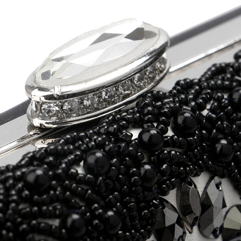 PU Beading One Side Pearl Embroidery Clutch Mssza