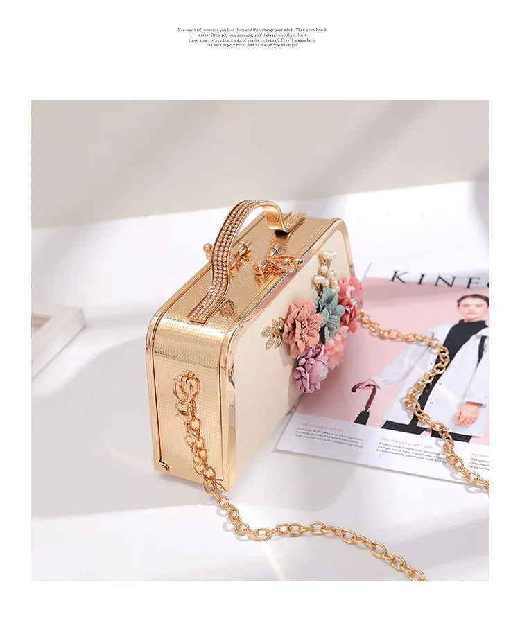 Pearl Flower Chain Party Packs High-end Leather Handbag Mssza