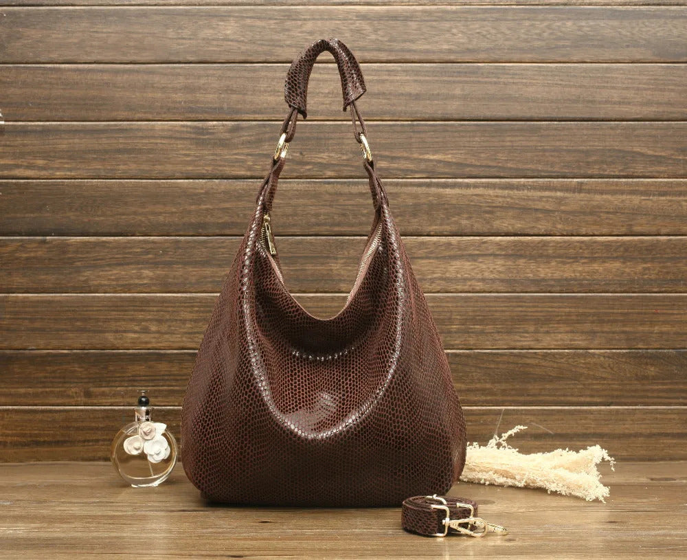Shiny Serpentine Soft Real Snake Embossed Genuine Leather Handbags Mssza