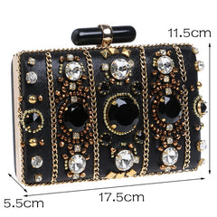 Embroidery Beaded One Side Diamonds Purse Mssza