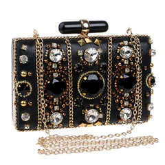 Embroidery Beaded One Side Diamonds Purse Mssza
