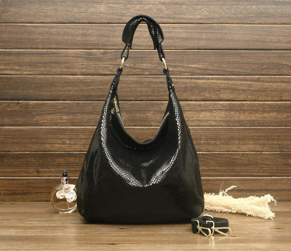 Shiny Serpentine Soft Real Snake Embossed Genuine Leather Handbags Mssza