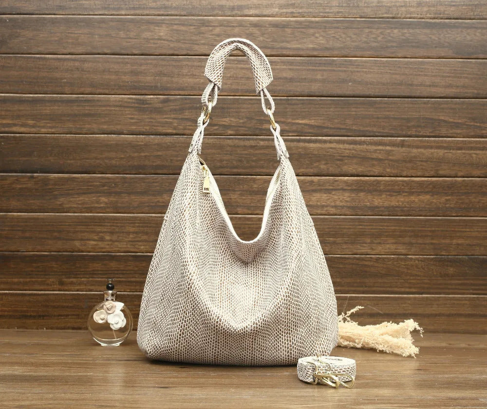 Shiny Serpentine Soft Real Snake Embossed Genuine Leather Handbags Mssza