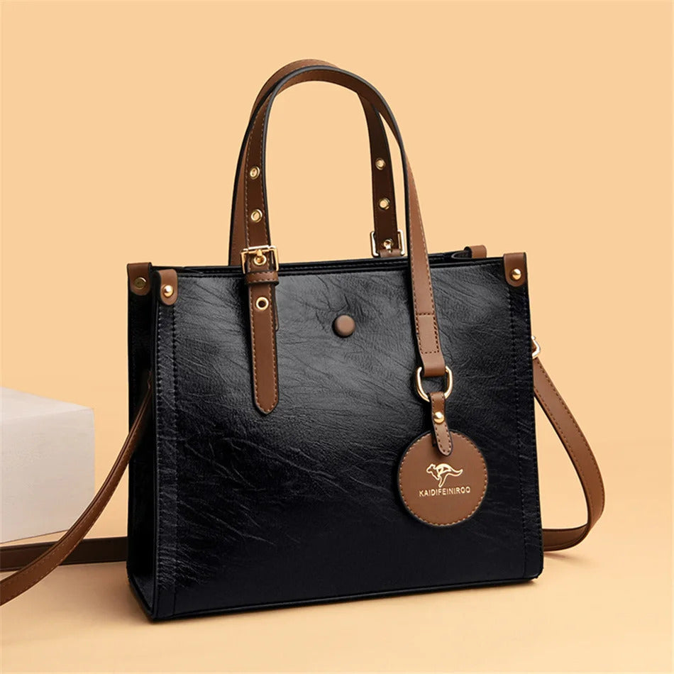 3 Layers Casual Vintage Designer Leather Hand Bag Mssza