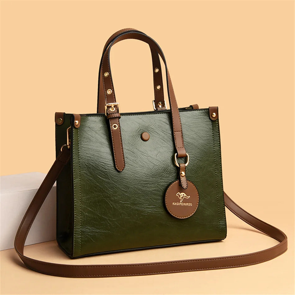 3 Layers Casual Vintage Designer Leather Hand Bag Mssza