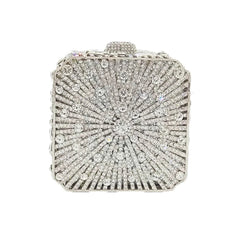 Dazzling Crystal Diamond Minaudiere Mini Metal Box Clutch Mssza