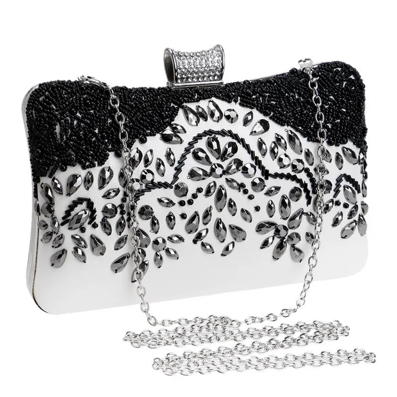 PU Beading One Side Pearl Embroidery Clutch Mssza