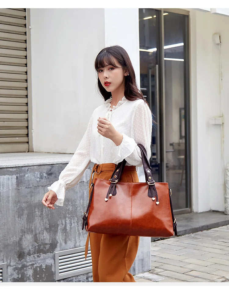 Soft Leather Large Capacity Tote Bag Mssza