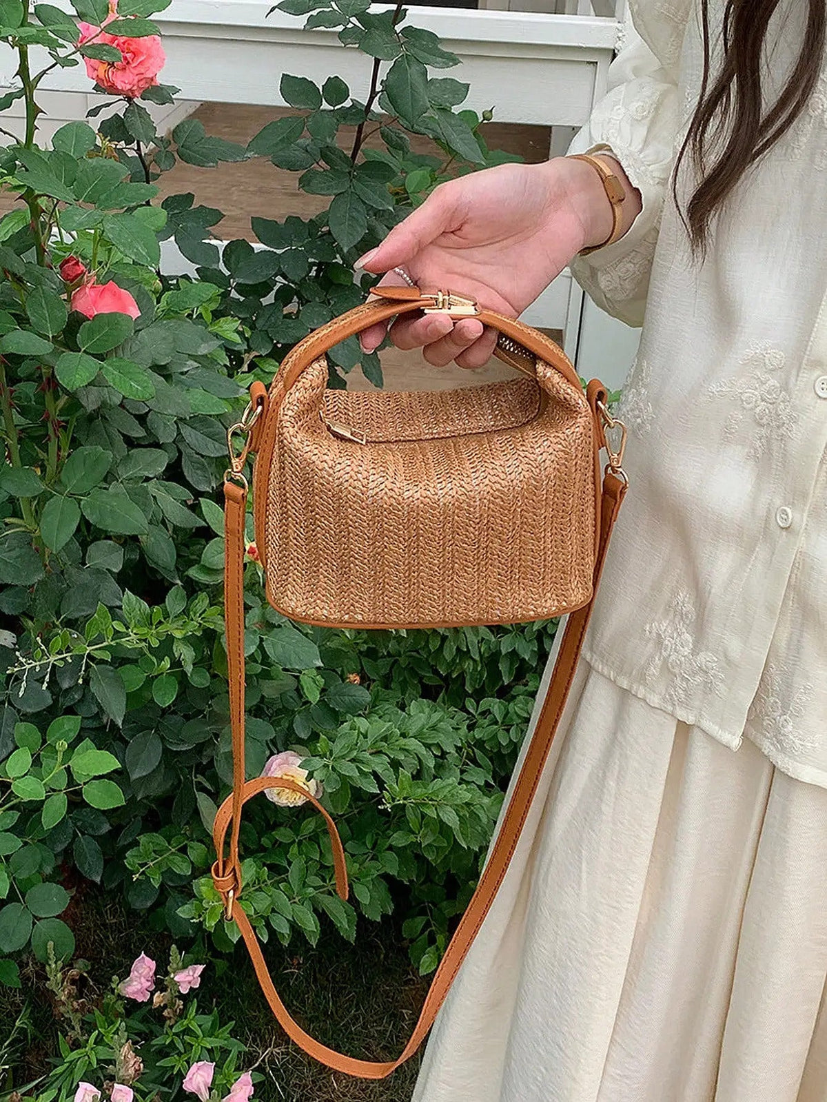 Casual Grass Weaving Handheld One Shoulder Crossbody Bag Mssza