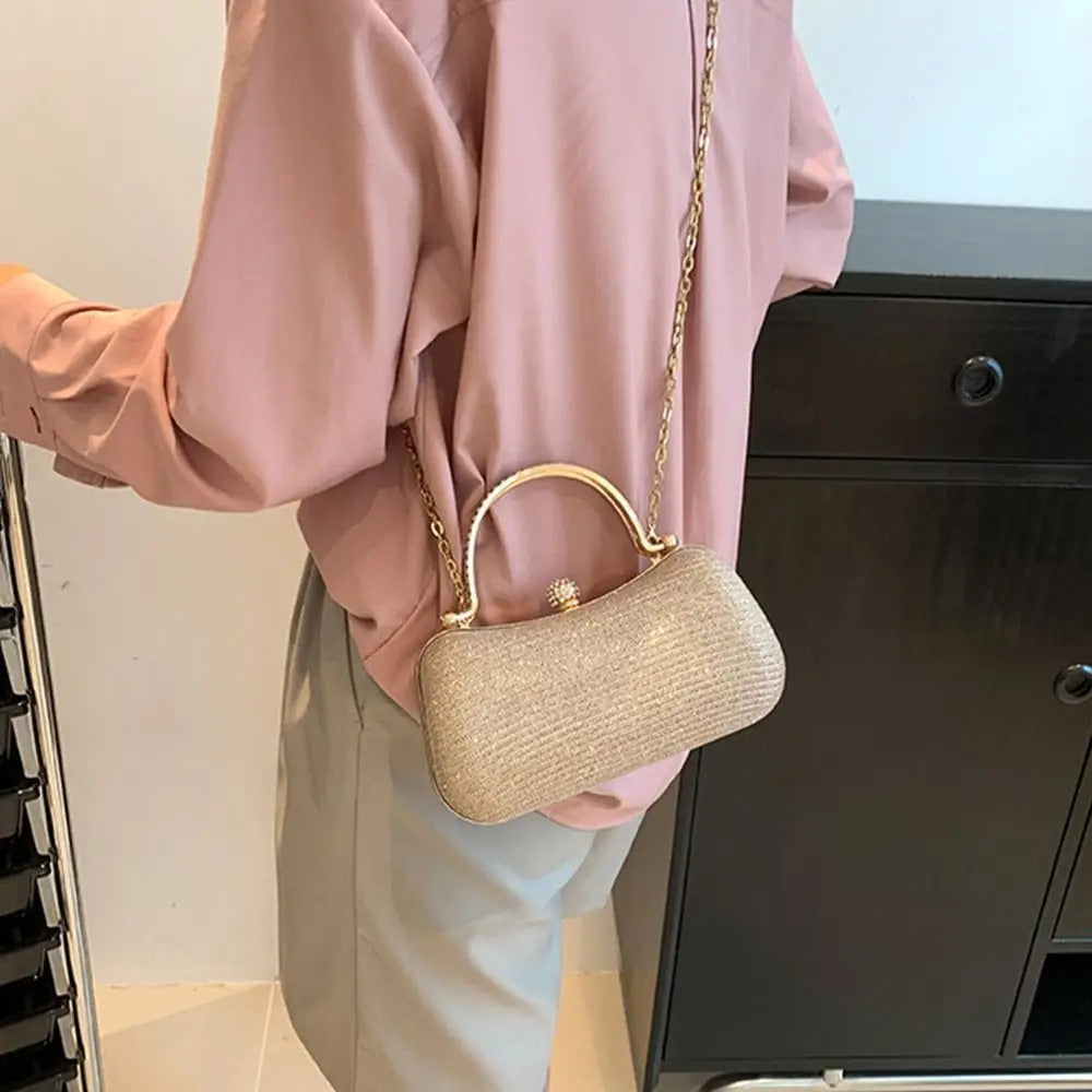 Elegant Rhinestones Beaded Chain Egg Shape Clutch Mssza