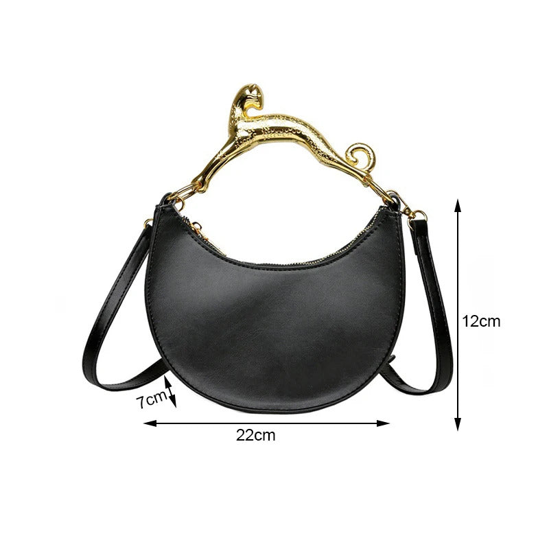 Designers Leather Golden Metal Handle Cross Body Bag Mssza