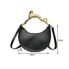 Designers Leather Golden Metal Handle Cross Body Bag Mssza