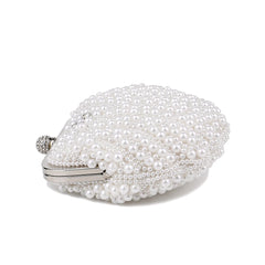 Metal Chain Shell Pearl Beading Purse Mssza
