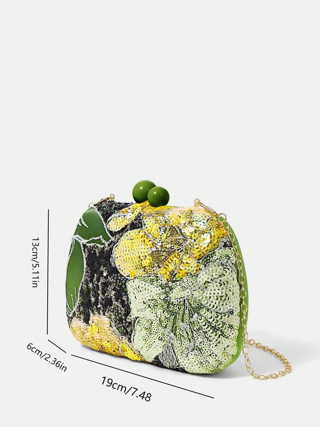 Embroidered Pearl Random Pattern Detachable Shoulder Strap Clutch Mssza