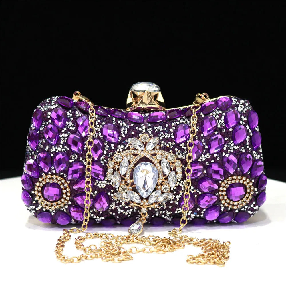 Crystal Pendant Single Sided Diamond Clutch Mssza
