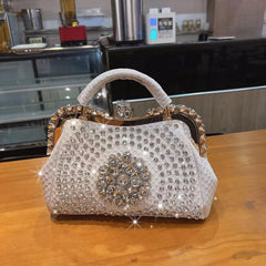 Luxury Diamonds Leather Design Clip Rhinestone Bag Mssza