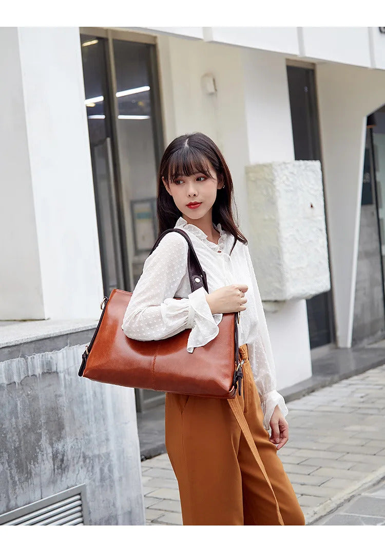 Soft Leather Large Capacity Tote Bag Mssza