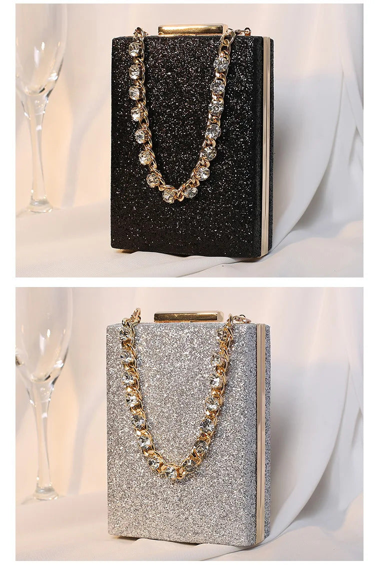 Glitter Diamond Chain Banquet Wallets Clutch Bag Mssza