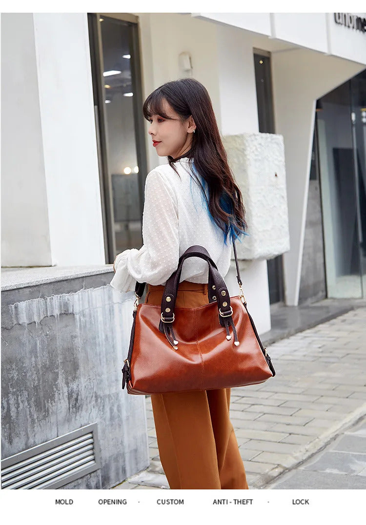 Soft Leather Large Capacity Tote Bag Mssza