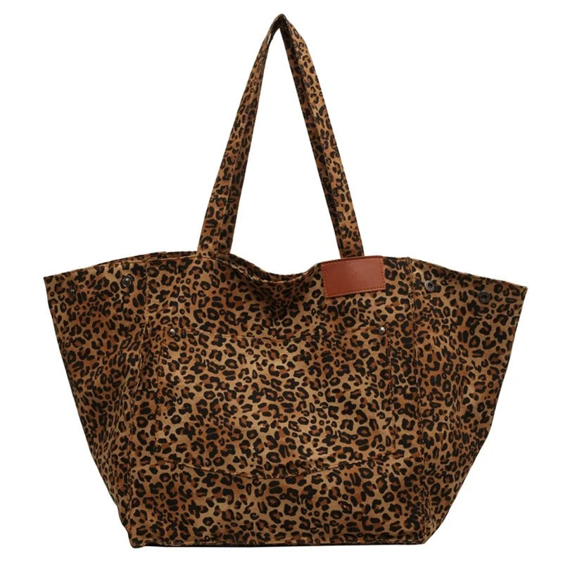 Leopard Pattern Vintage Canvas Shoulder Bag Mssza