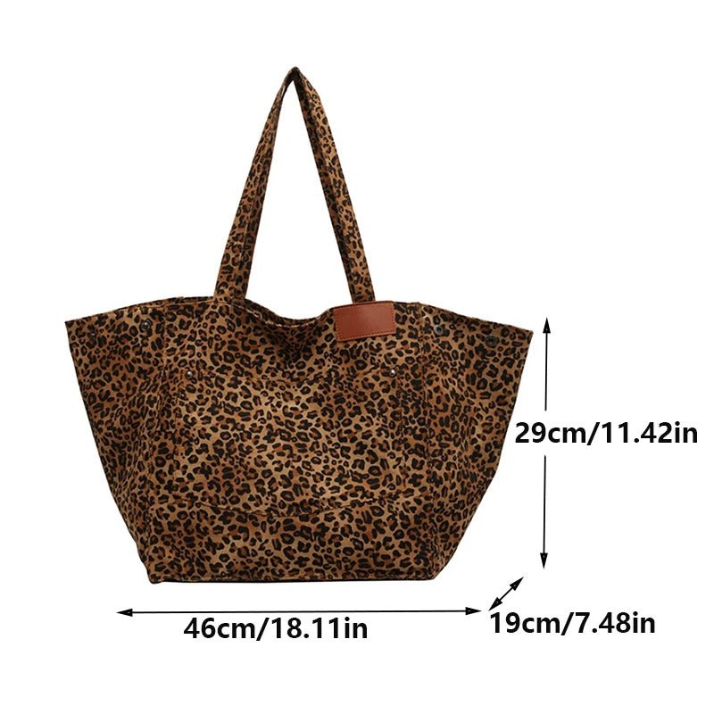 Leopard Pattern Vintage Canvas Shoulder Bag Mssza