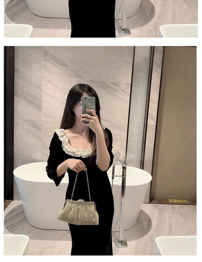 Moon Rhinestone Shiny Design Party Clutch Mssza