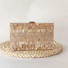 Marble Striped Acrylic Mini Flap Box Clutch Mssza