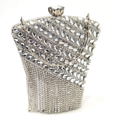 One Side Rhinestones Diamonds Chain Small Clutch Mssza