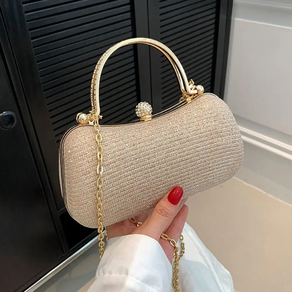 Elegant Rhinestones Beaded Chain Egg Shape Clutch Mssza