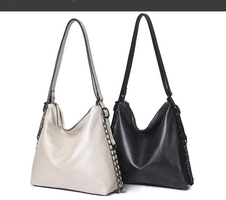 Stylish Large Capacity Chain Genuine Leather Shoulder Bag Mssza