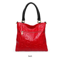 Letter Pattern High-Capacity Genuine Leather Handbag Mssza