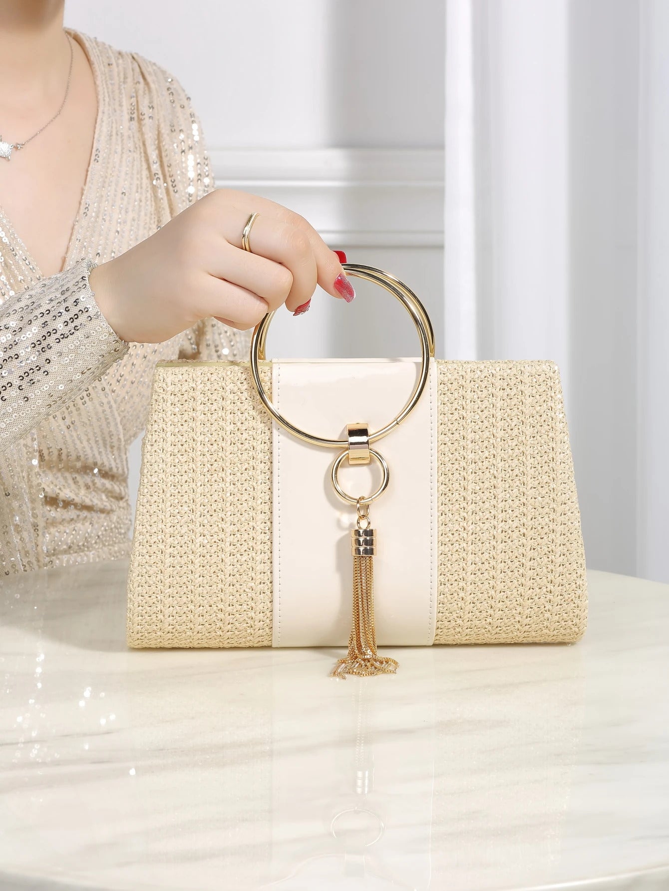 Elegant Bohemian Resort Woven Large Capacity Clutch Bag Mssza