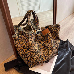 Leopard Pattern Vintage Canvas Shoulder Bag Mssza