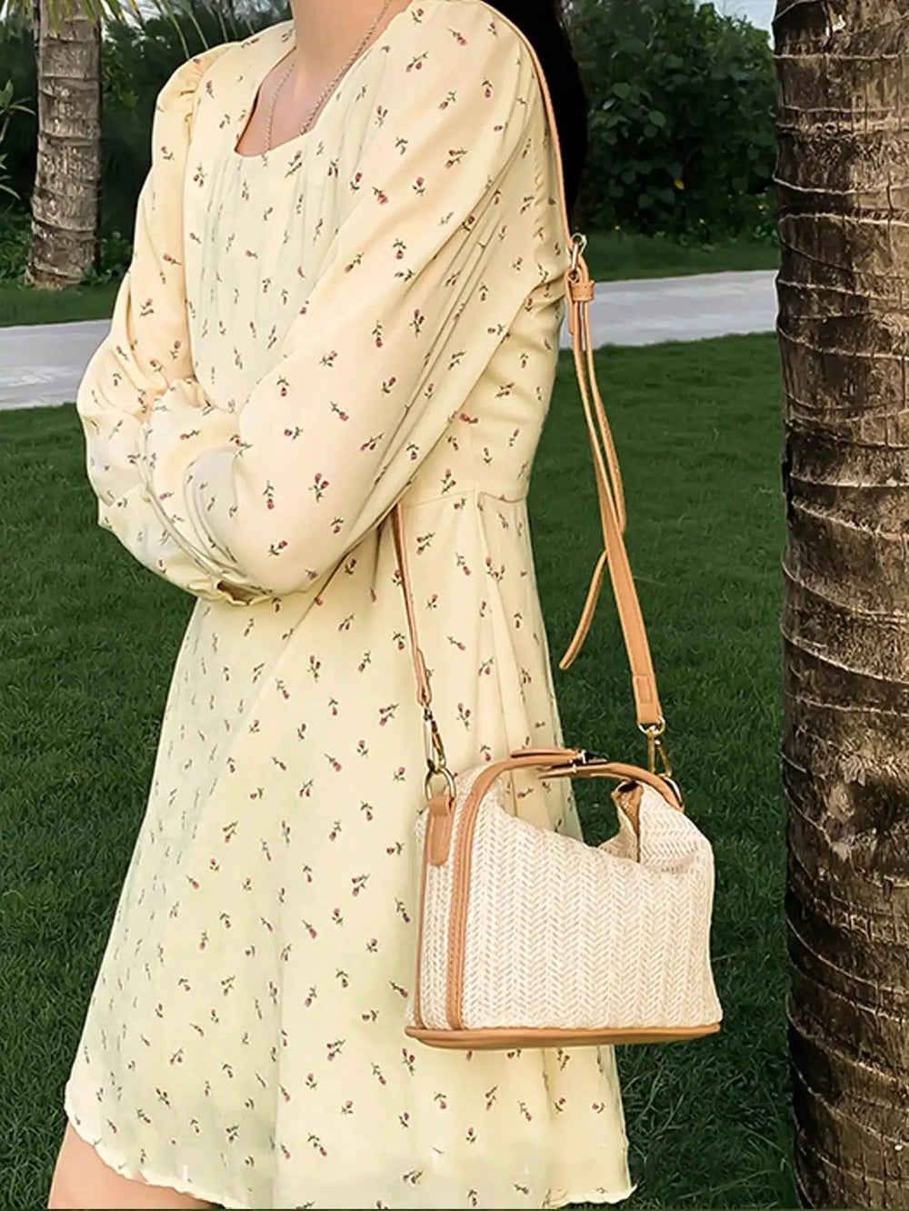 Casual Grass Weaving Handheld One Shoulder Crossbody Bag Mssza