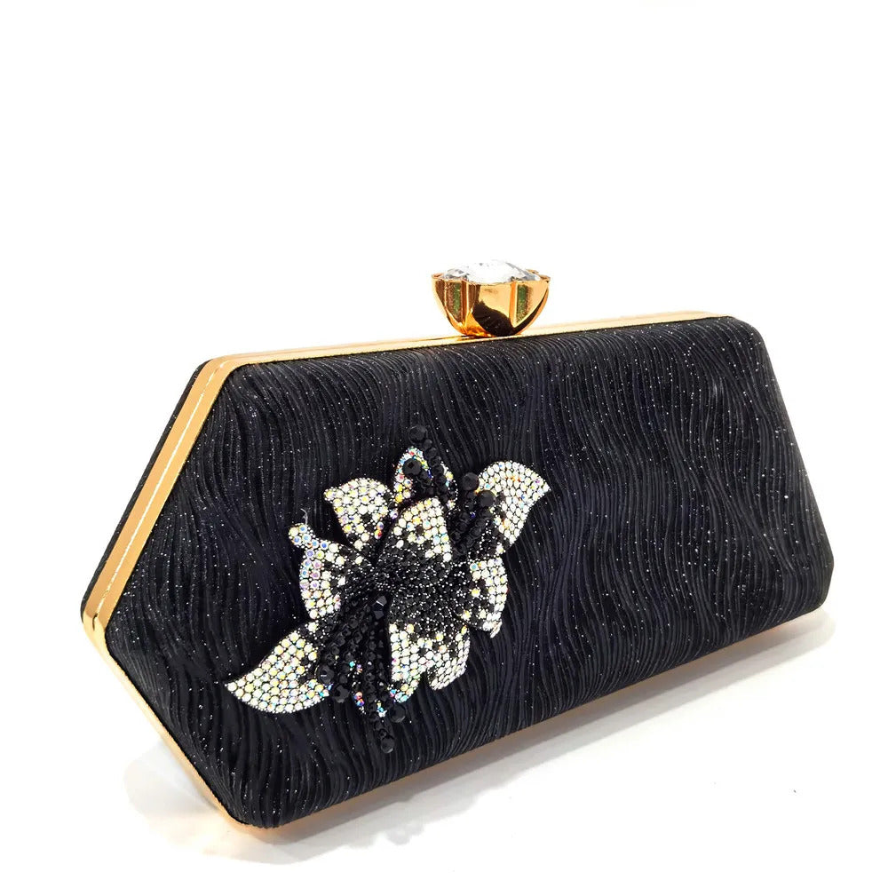 Irregular Shape Decal Water Diamond Design Shoulder Chain Clutch Mssza