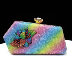 Irregular Shape Decal Water Diamond Design Shoulder Chain Clutch Mssza
