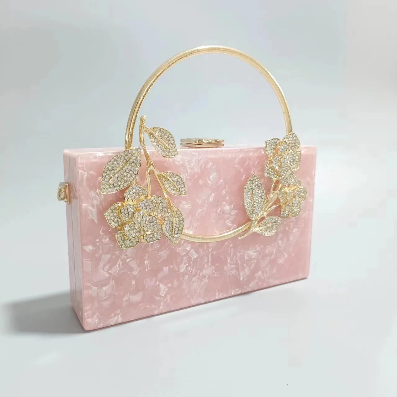 Acrylic Flowers Round Chain Clutch Bag Mssza