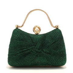 Bow Satin Ruched Handle Glitter Box Clutch Mssza