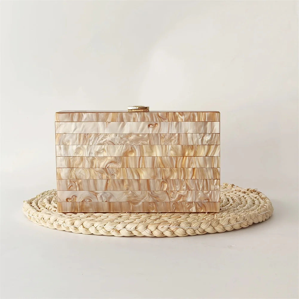 Marble Striped Mini Flap Acrylic Box Mssza