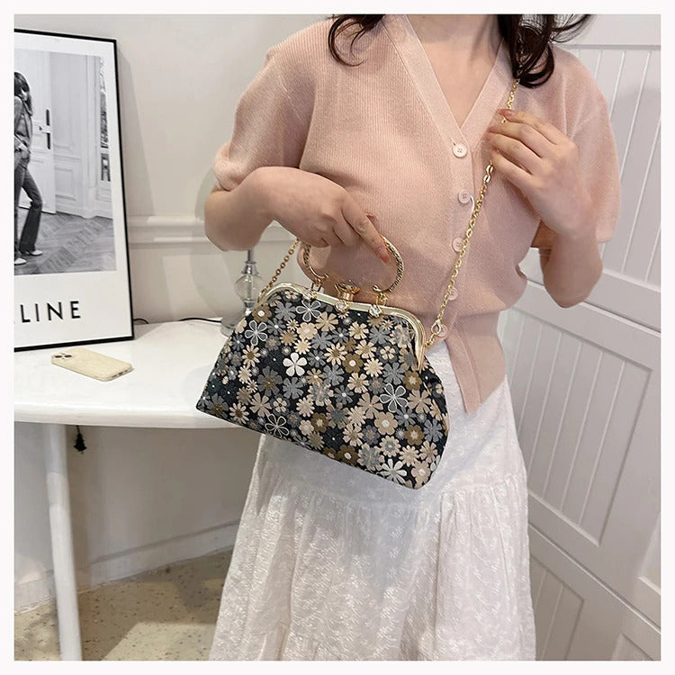 Luxury Three-dimensional Flowers Relief Tote Bags Mssza