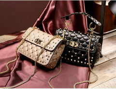 Sheepskin Leather Rivet Chain Leather Designer Shoulder Bags Mssza