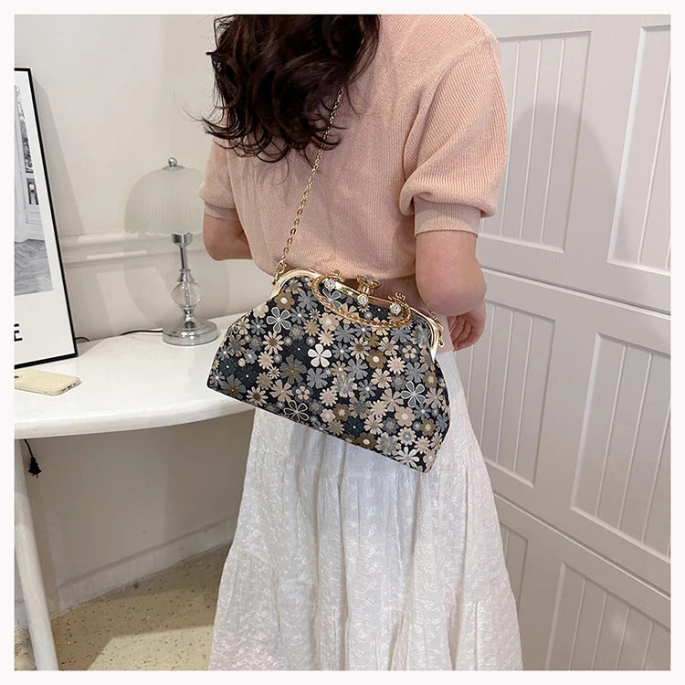 Luxury Three-dimensional Flowers Relief Tote Bags Mssza