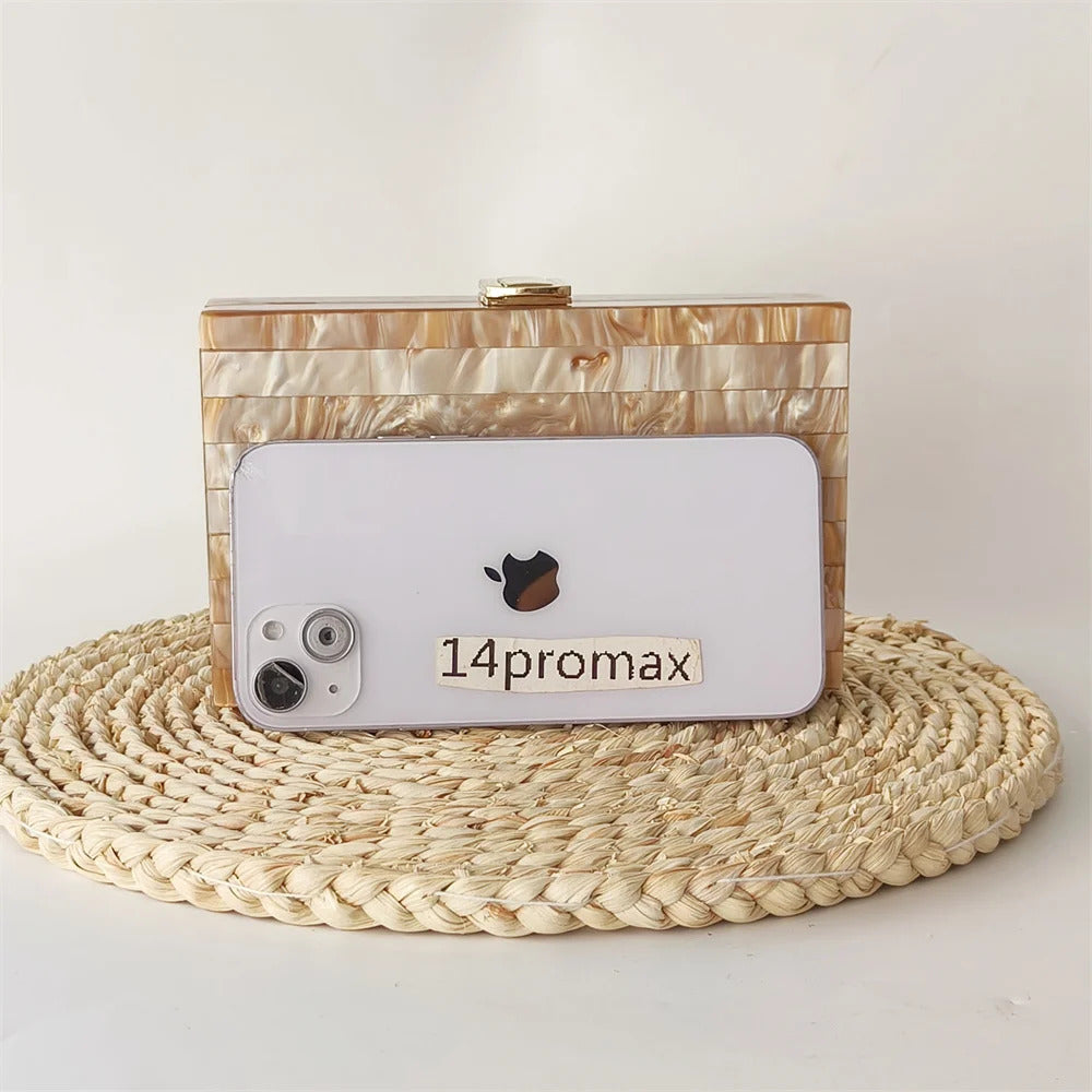 Mini Flap Acrylic Marble Striped Pearl Box Mssza