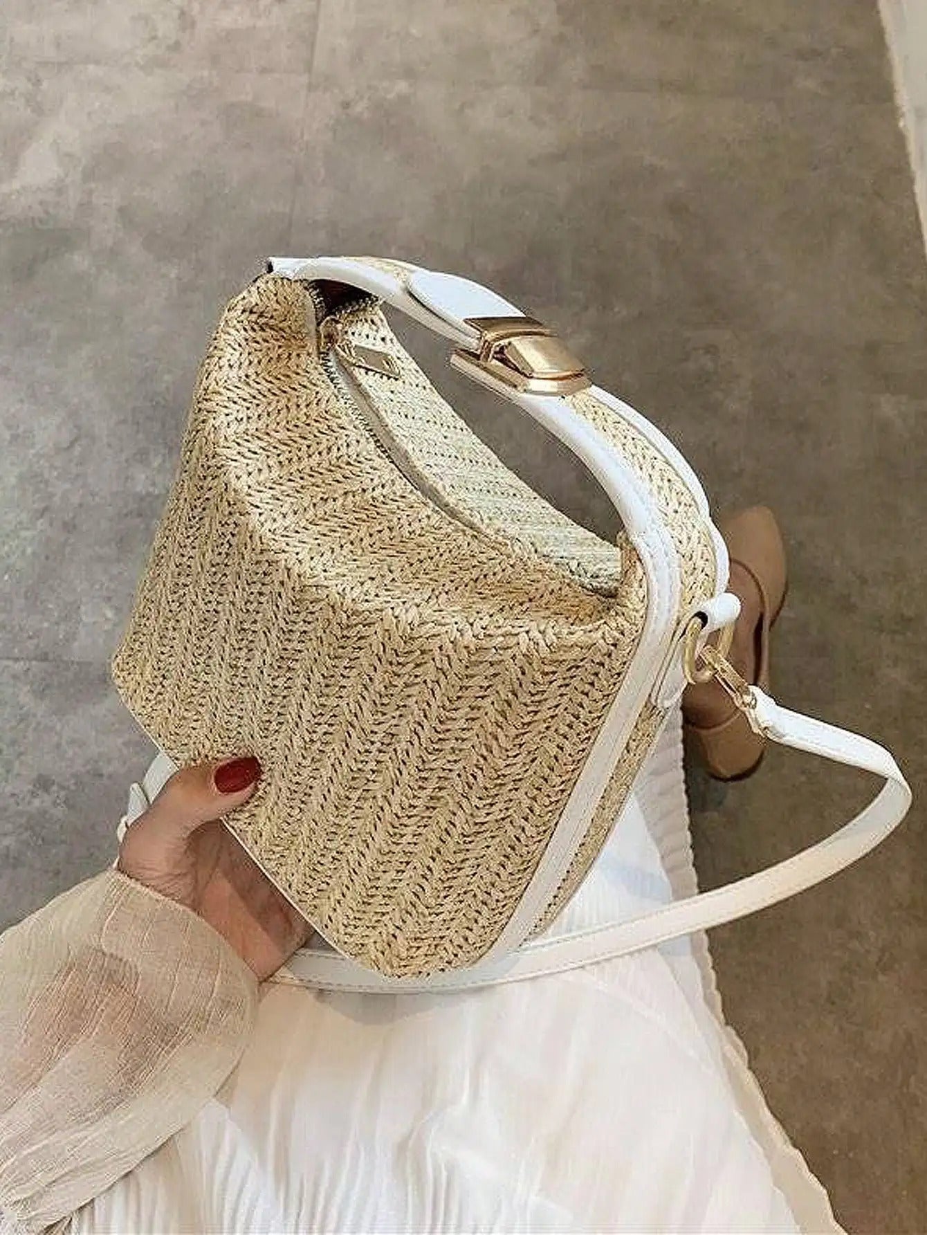 Casual Grass Weaving Handheld One Shoulder Crossbody Bag Mssza